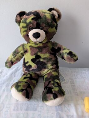 BUILD A BEAR GREEN CAMO ARMY 16" TEDDY STUFFED ANIMAL PLUSH TOY BABW MILITARY
